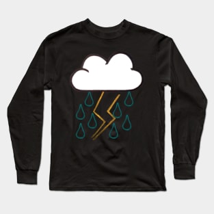 Colored Rainy and Stormy Cloud Design (Turquoise Blue) Long Sleeve T-Shirt